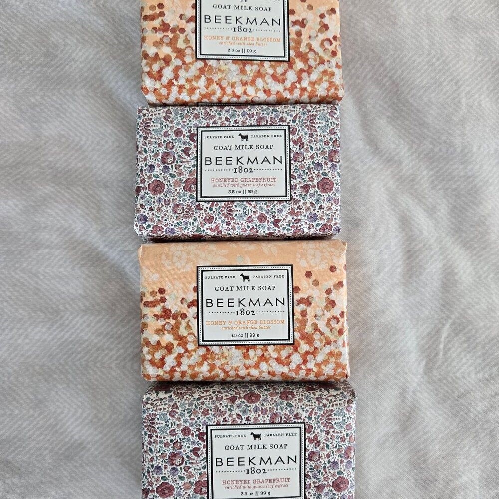 Beekman 1802 Goat Milk Soaps (4)-3.5 oz ea. , with Key Gift Tin NWOT